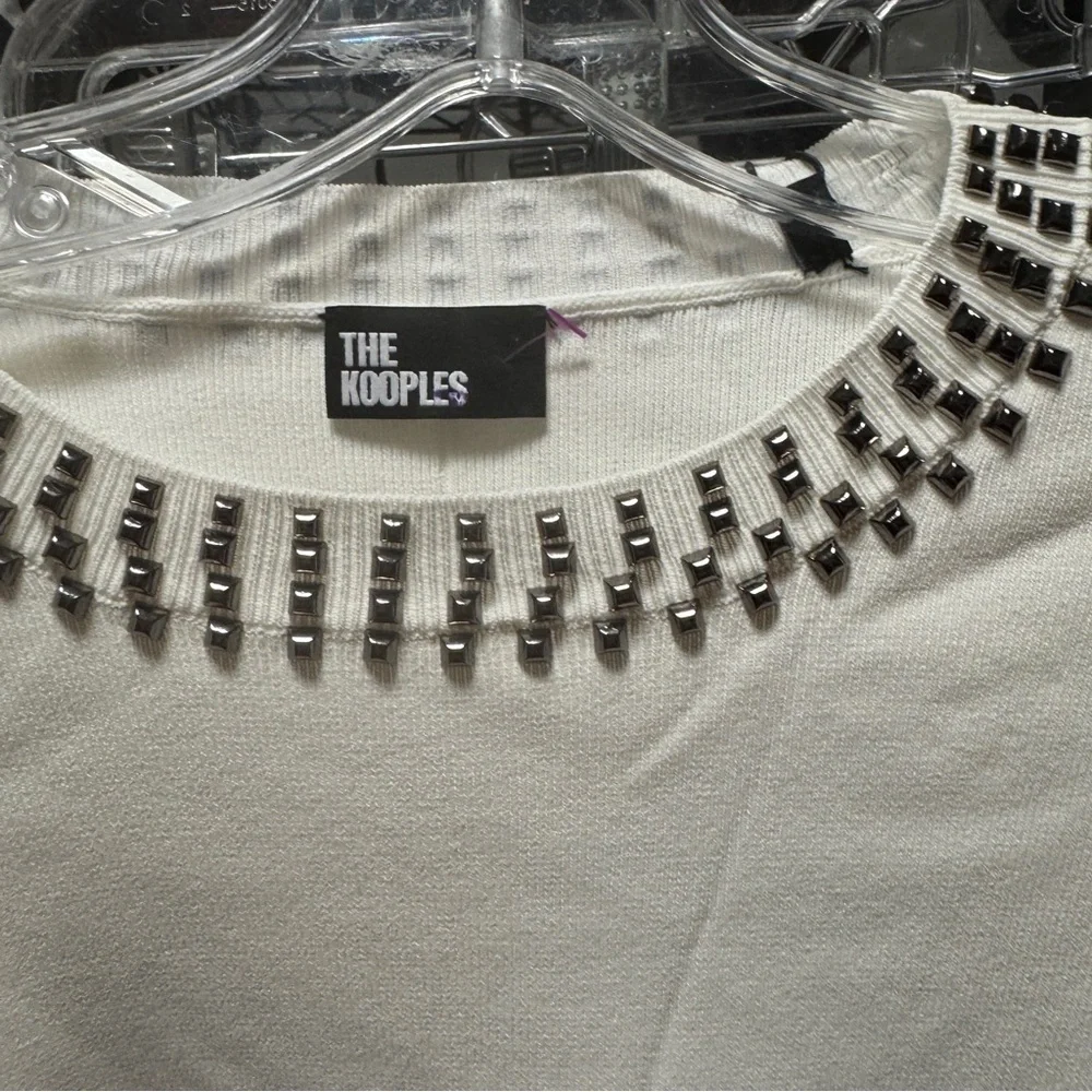 The Kooples Ecru Long Sleeve Sweater with Studs size 4 NWT